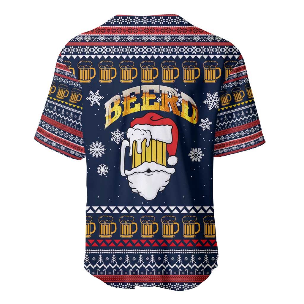 Santa Beerd Christmas Baseball Jersey Xmas Holiday Patterns - Wonder Print Shop
