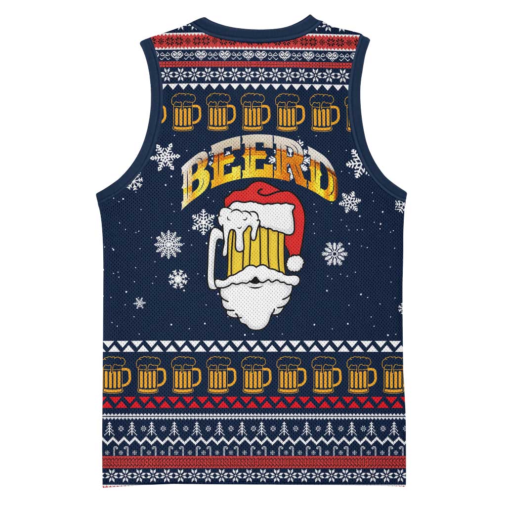Santa Beerd Christmas Basketball Jersey Xmas Holiday Patterns - Wonder Print Shop