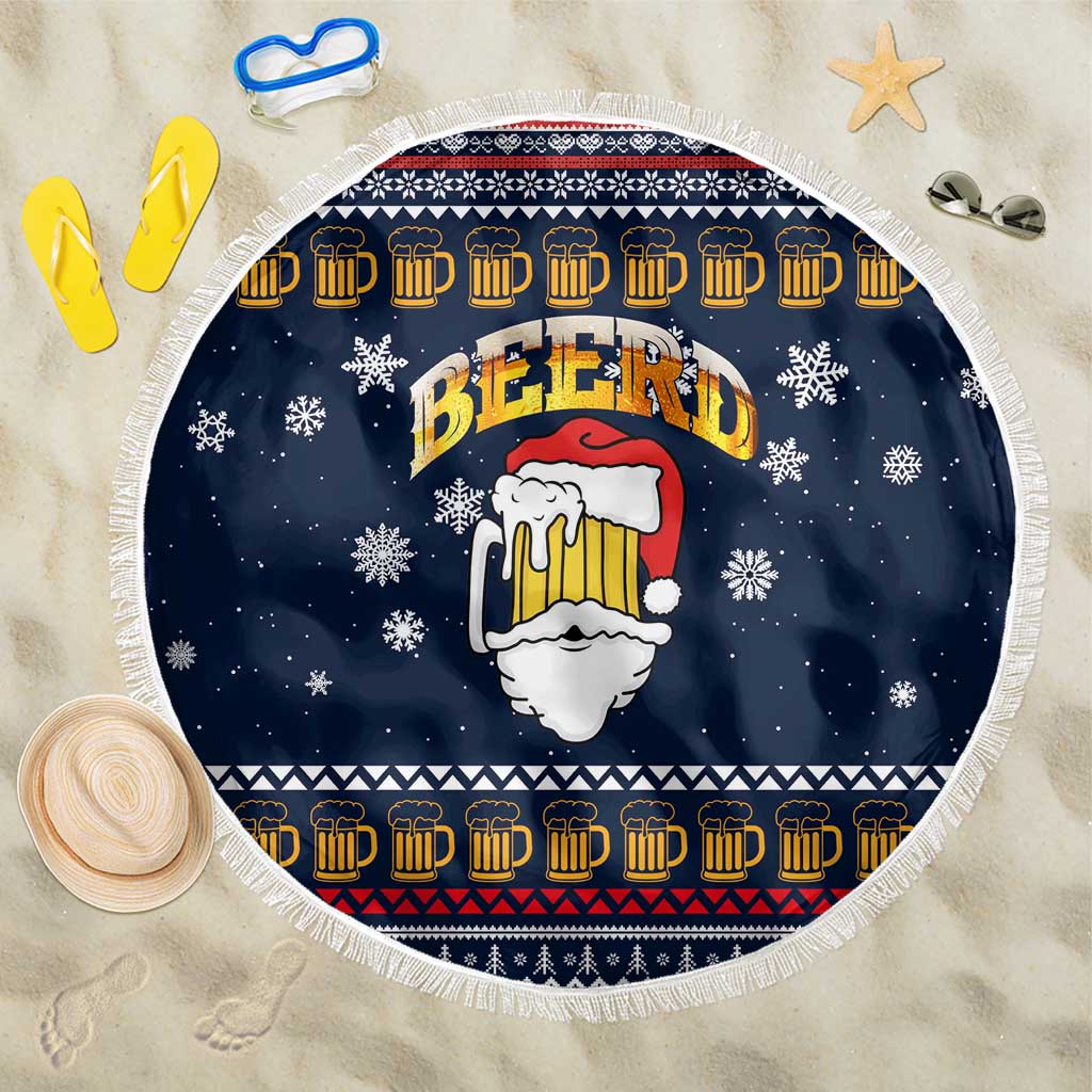 Santa Beerd Christmas Beach Blanket Xmas Holiday Patterns - Wonder Print Shop