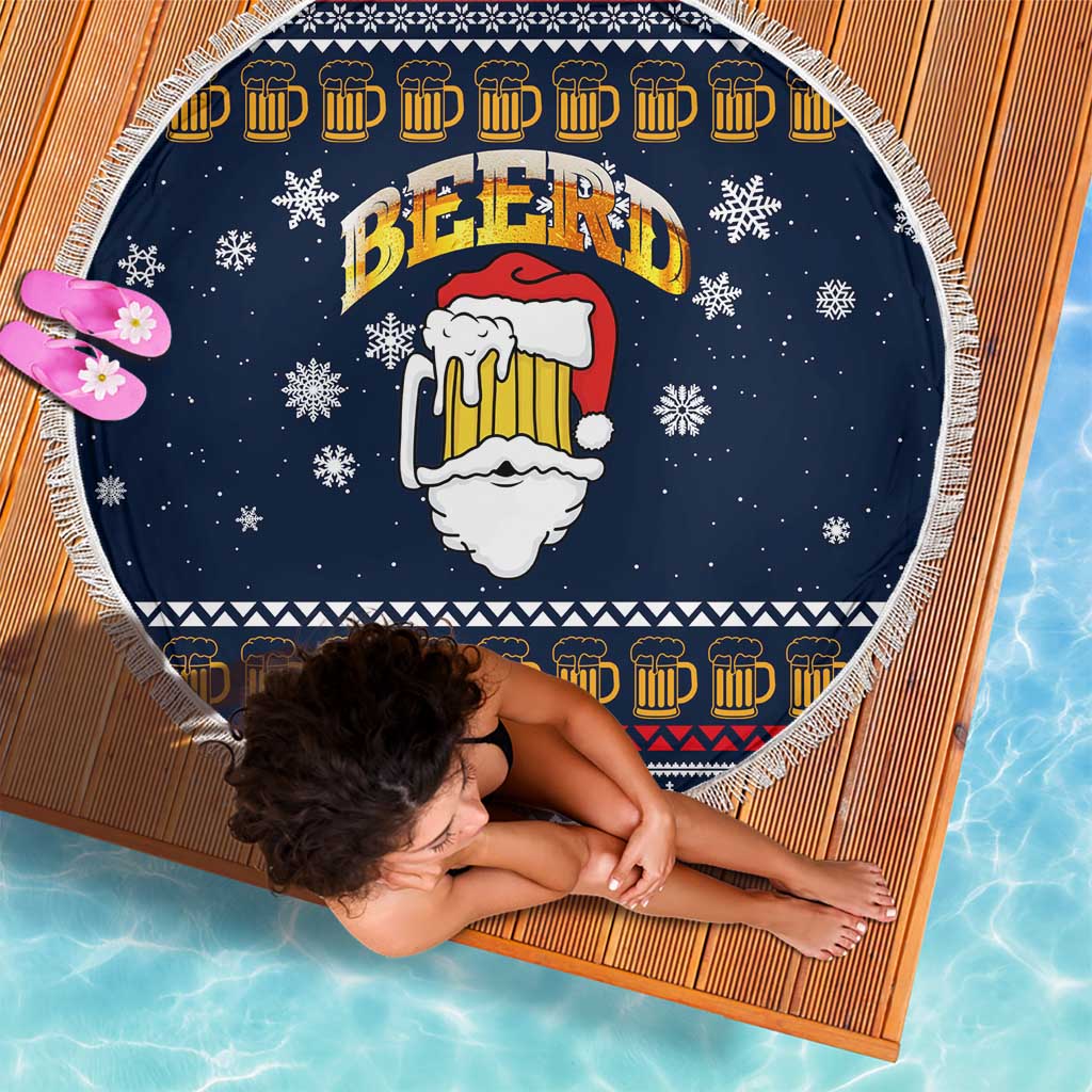 Santa Beerd Christmas Beach Blanket Xmas Holiday Patterns - Wonder Print Shop