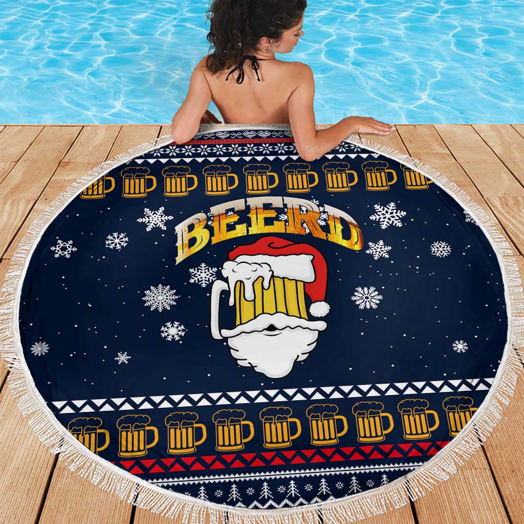 Santa Beerd Christmas Beach Blanket Xmas Holiday Patterns - Wonder Print Shop