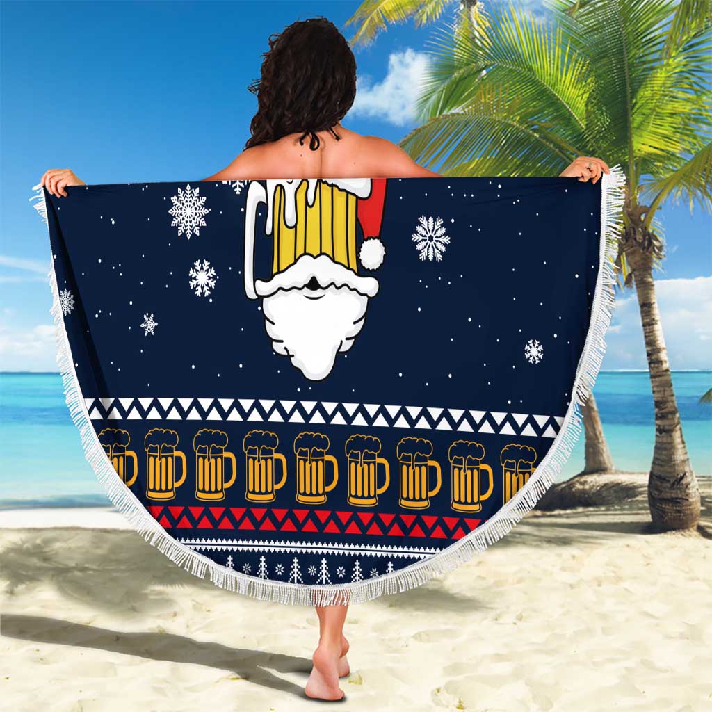 Santa Beerd Christmas Beach Blanket Xmas Holiday Patterns - Wonder Print Shop