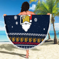 Santa Beerd Christmas Beach Blanket Xmas Holiday Patterns - Wonder Print Shop