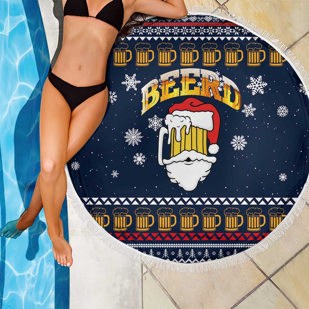 Santa Beerd Christmas Beach Blanket Xmas Holiday Patterns - Wonder Print Shop