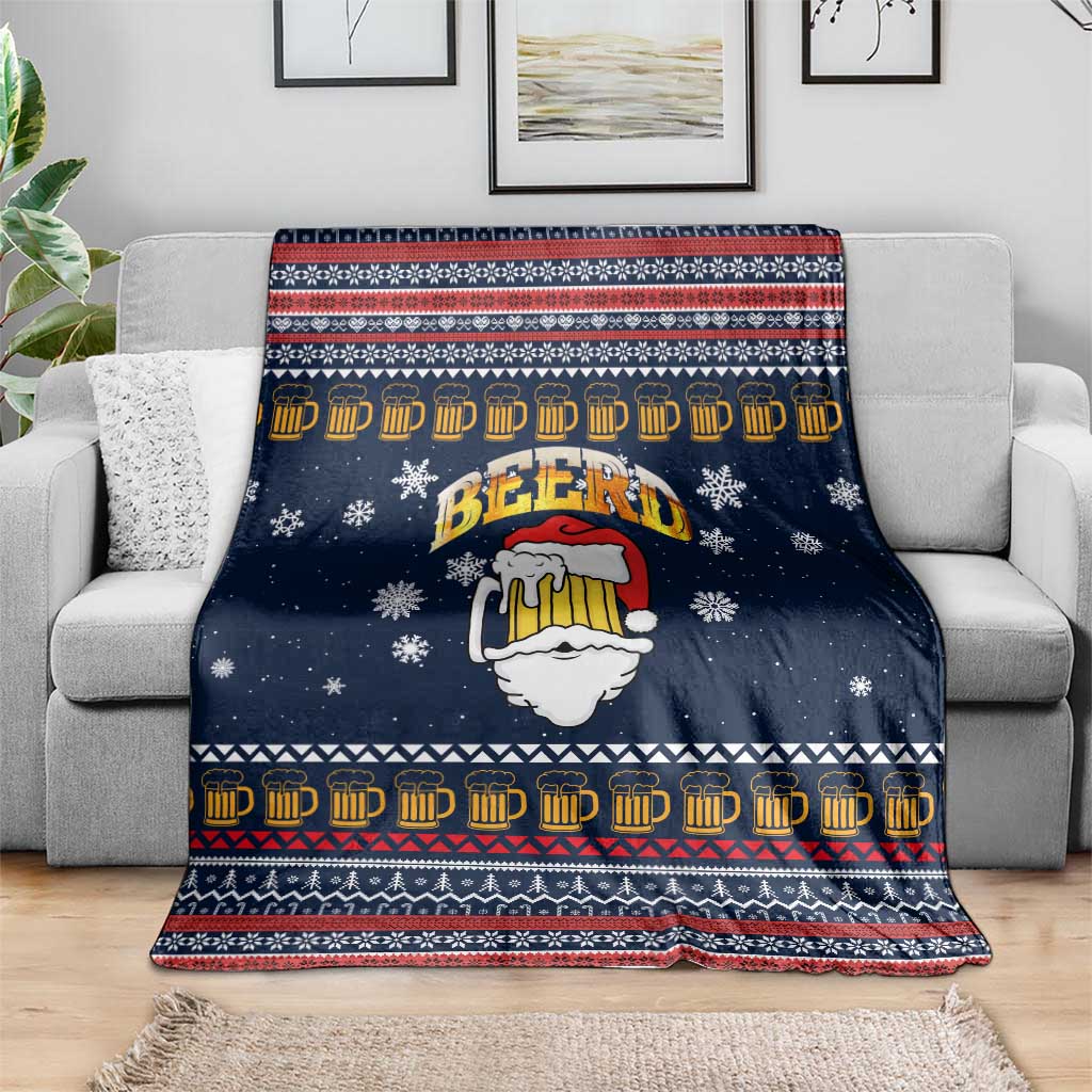 Santa Beerd Christmas Blanket Xmas Holiday Patterns - Wonder Print Shop