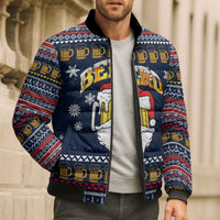 Santa Beerd Christmas Bomber Puffer Jacket Xmas Holiday Patterns - Wonder Print Shop