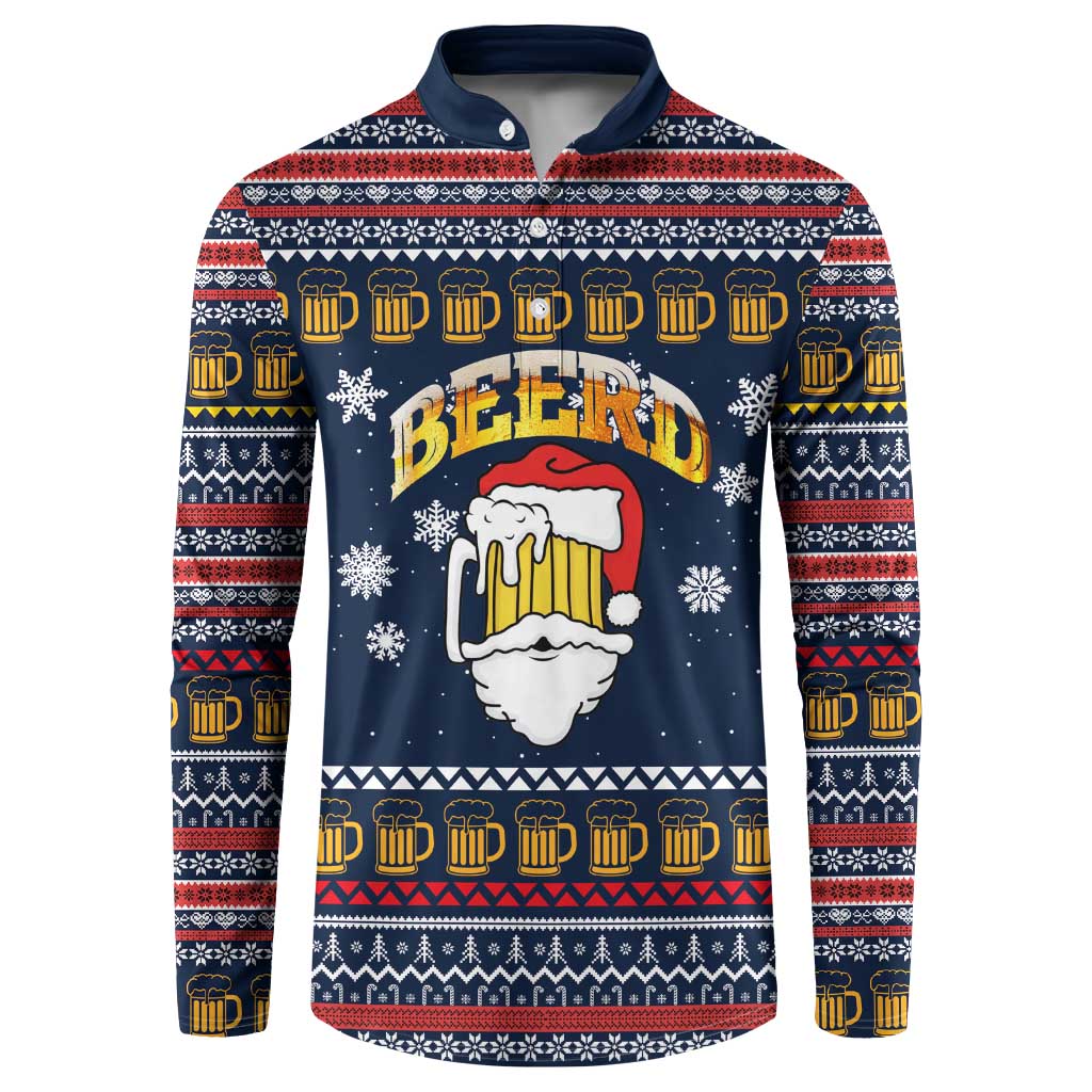Santa Beerd Christmas Button Sweatshirt Xmas Holiday Patterns - Wonder Print Shop