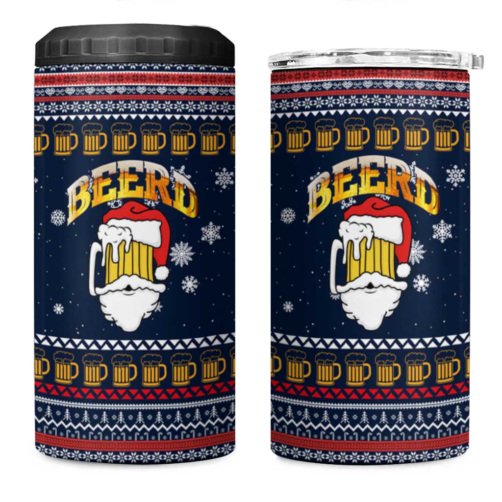 Santa Beerd Christmas 4 in 1 Can Cooler Tumbler Xmas Holiday Patterns - Wonder Print Shop