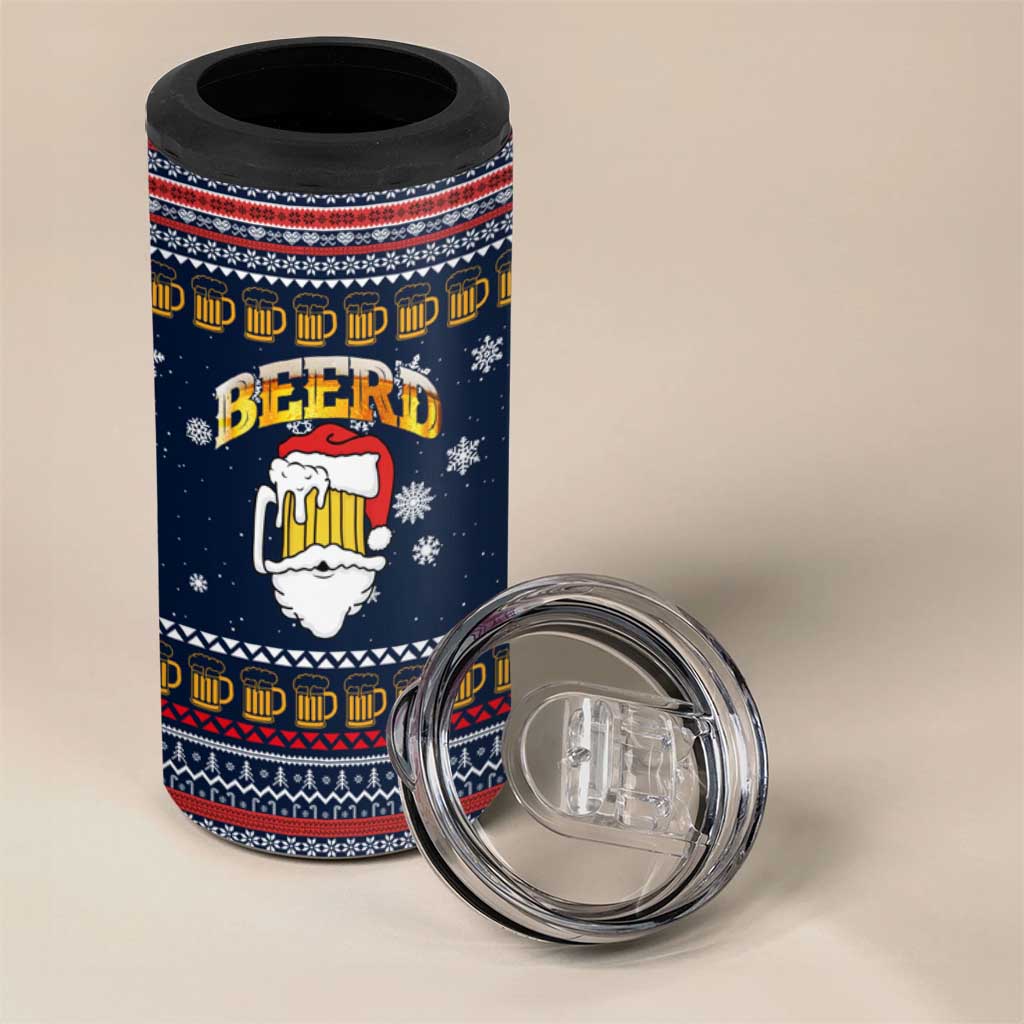 Santa Beerd Christmas 4 in 1 Can Cooler Tumbler Xmas Holiday Patterns - Wonder Print Shop