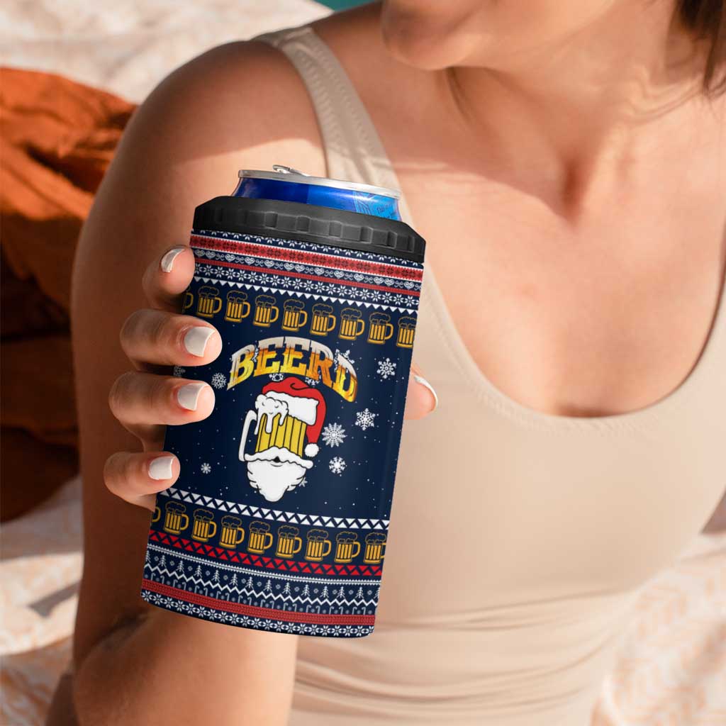 Santa Beerd Christmas 4 in 1 Can Cooler Tumbler Xmas Holiday Patterns - Wonder Print Shop