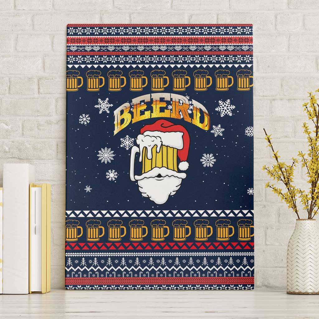 Santa Beerd Christmas Canvas Wall Art Xmas Holiday Patterns - Wonder Print Shop