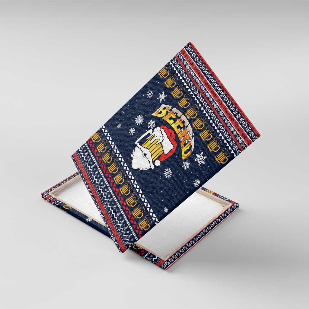 Santa Beerd Christmas Canvas Wall Art Xmas Holiday Patterns - Wonder Print Shop