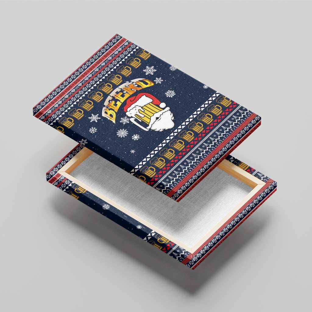 Santa Beerd Christmas Canvas Wall Art Xmas Holiday Patterns - Wonder Print Shop