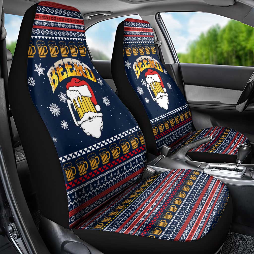 Santa Beerd Christmas Car Seat Cover Xmas Holiday Patterns - Wonder Print Shop
