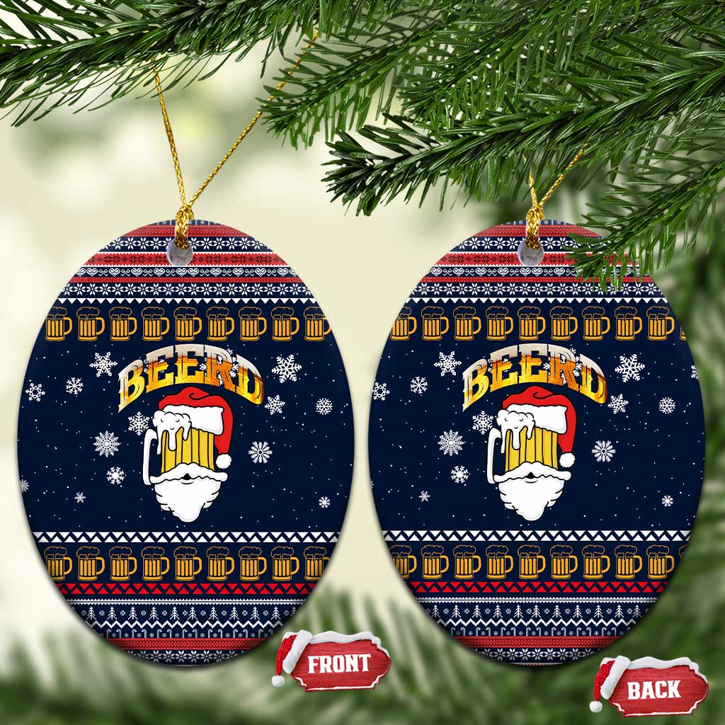 Santa Beerd Christmas Ceramic Ornament Xmas Holiday Patterns - Wonder Print Shop