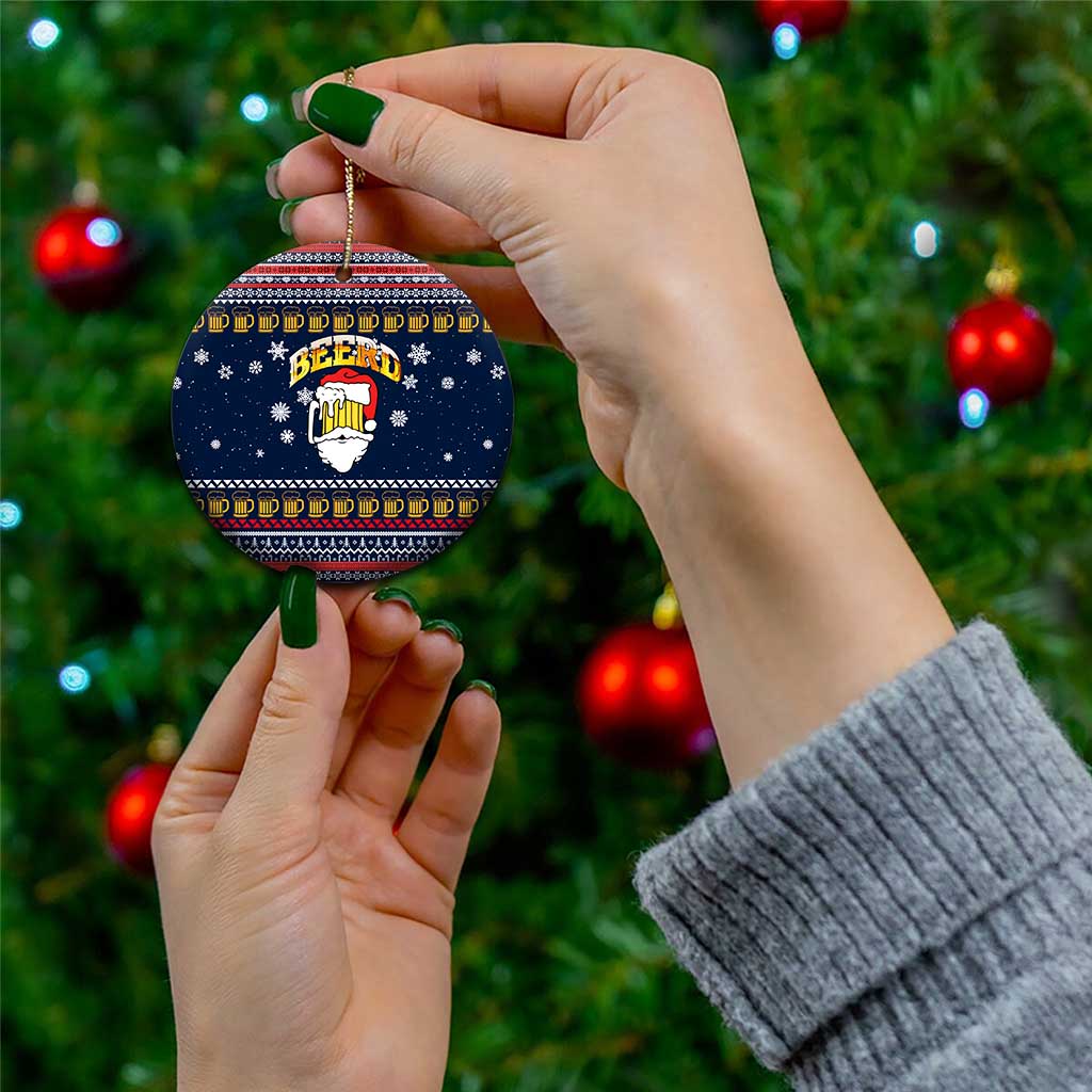 Santa Beerd Christmas Ceramic Ornament Xmas Holiday Patterns - Wonder Print Shop