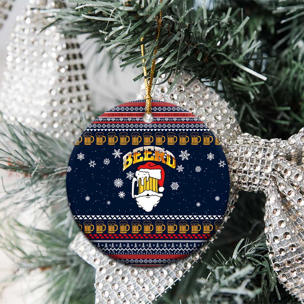 Santa Beerd Christmas Ceramic Ornament Xmas Holiday Patterns - Wonder Print Shop
