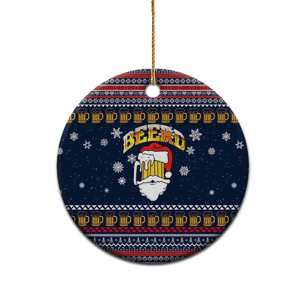 Santa Beerd Christmas Ceramic Ornament Xmas Holiday Patterns - Wonder Print Shop