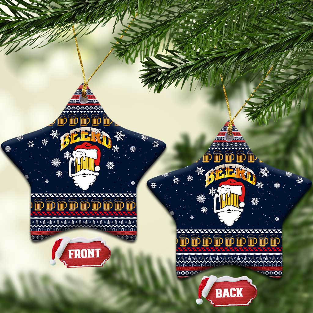 Santa Beerd Christmas Ceramic Ornament Xmas Holiday Patterns - Wonder Print Shop