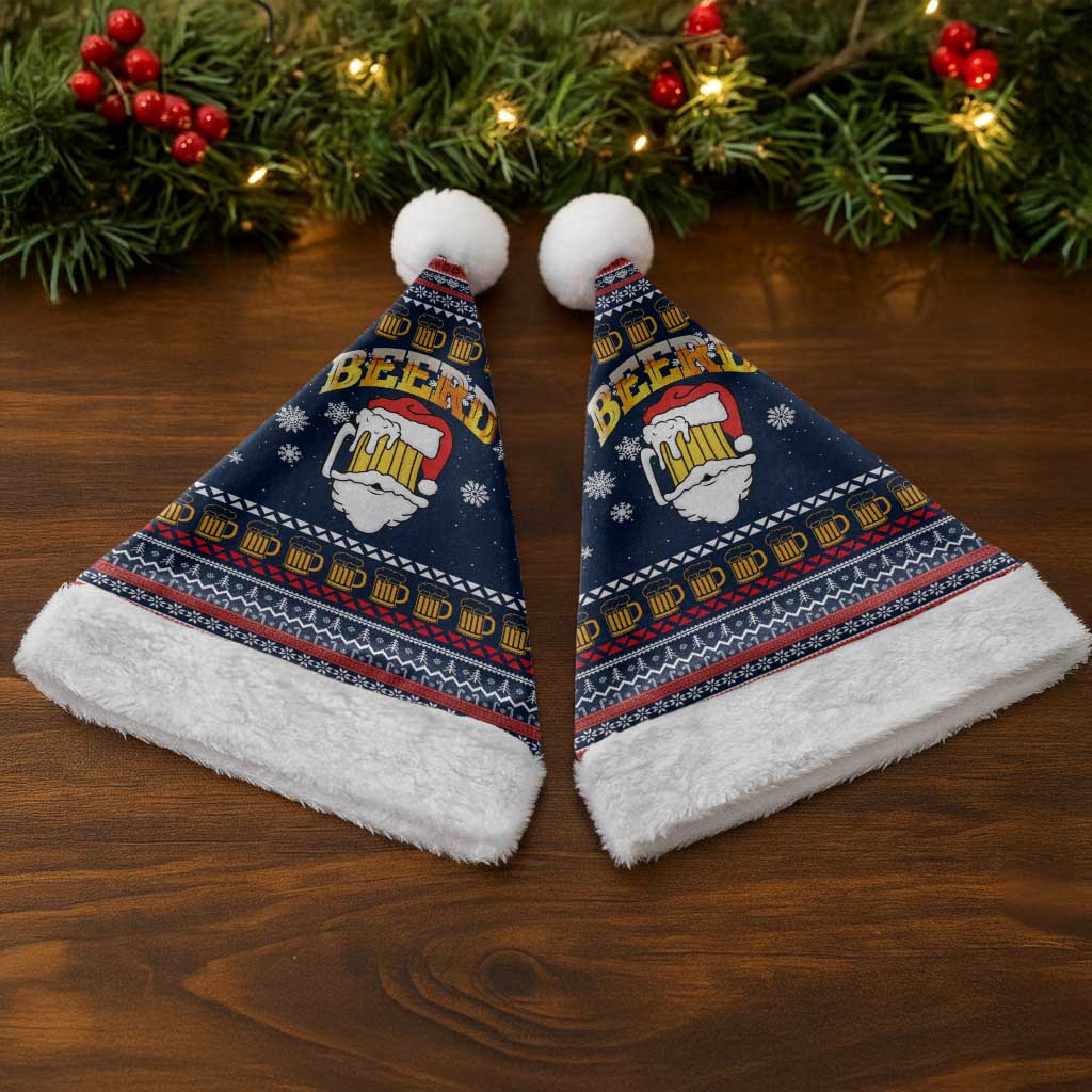 Santa Beerd Christmas Santa Hat Xmas Holiday Patterns - Wonder Print Shop