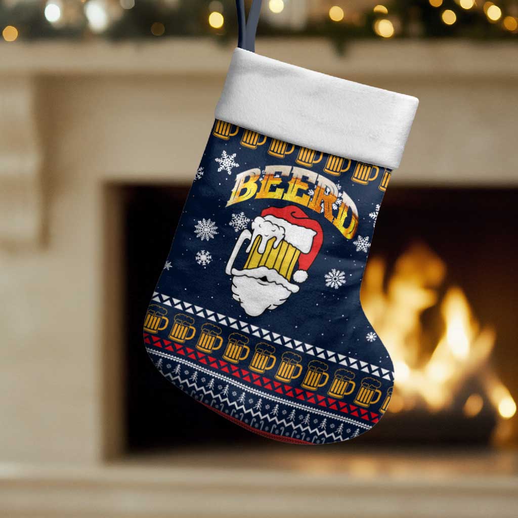 Santa Beerd Christmas Stocking Xmas Holiday Patterns - Wonder Print Shop