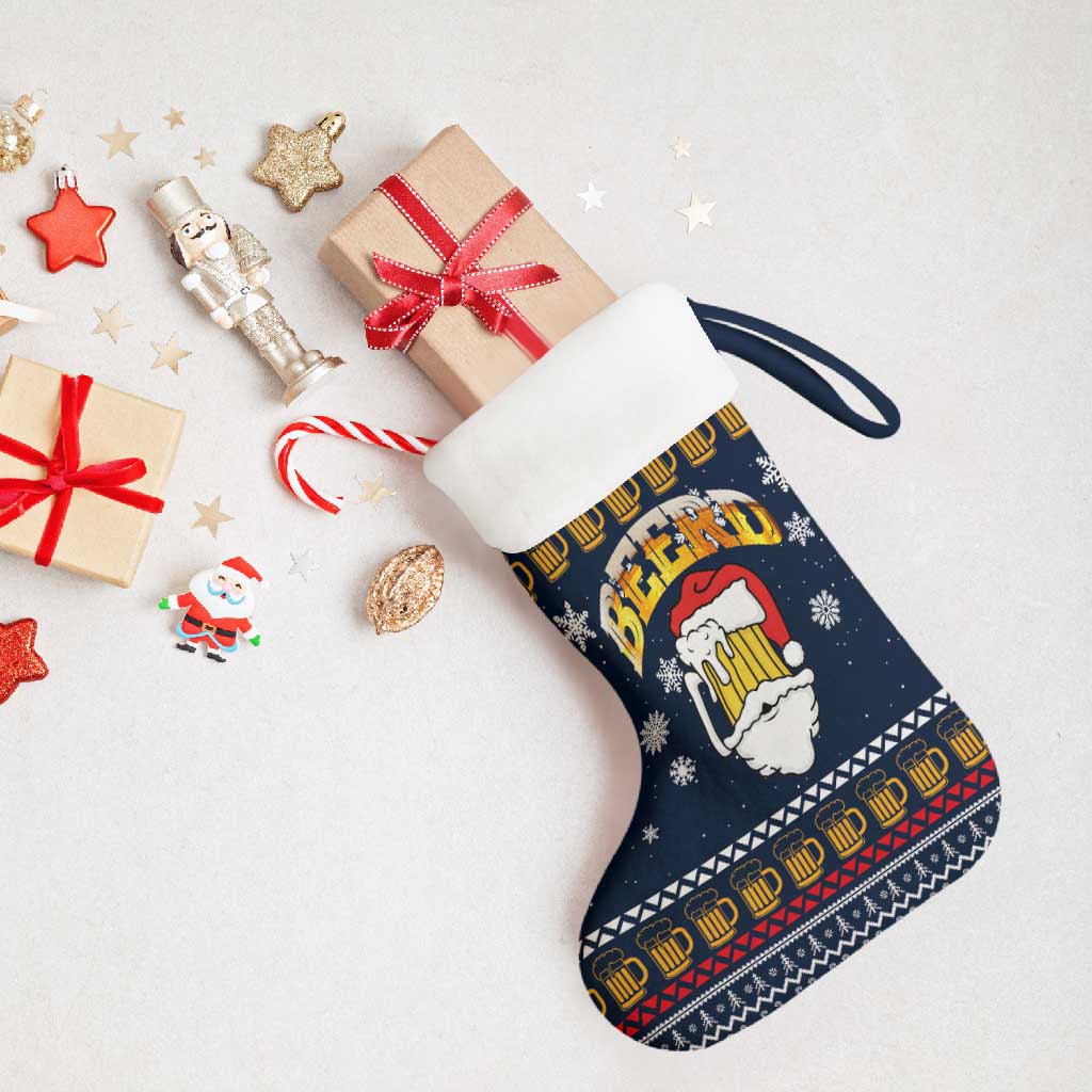 Santa Beerd Christmas Stocking Xmas Holiday Patterns - Wonder Print Shop