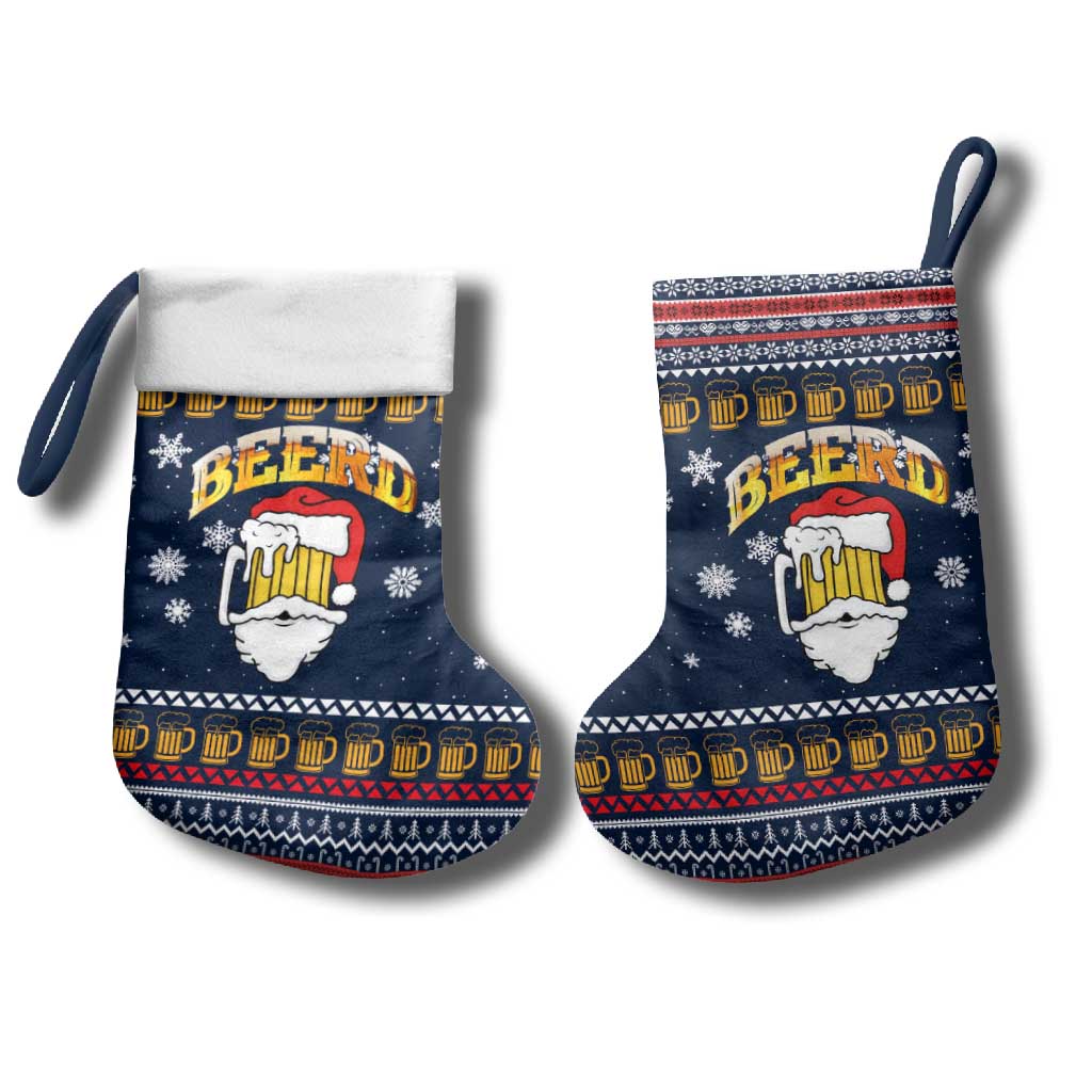 Santa Beerd Christmas Stocking Xmas Holiday Patterns - Wonder Print Shop