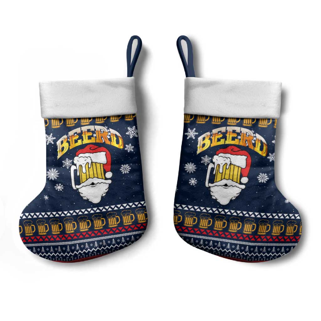 Santa Beerd Christmas Stocking Xmas Holiday Patterns - Wonder Print Shop
