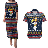 Santa Beerd Christmas Couples Matching Puletasi and Hawaiian Shirt Xmas Holiday Patterns - Wonder Print Shop