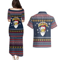 Santa Beerd Christmas Couples Matching Puletasi and Hawaiian Shirt Xmas Holiday Patterns - Wonder Print Shop