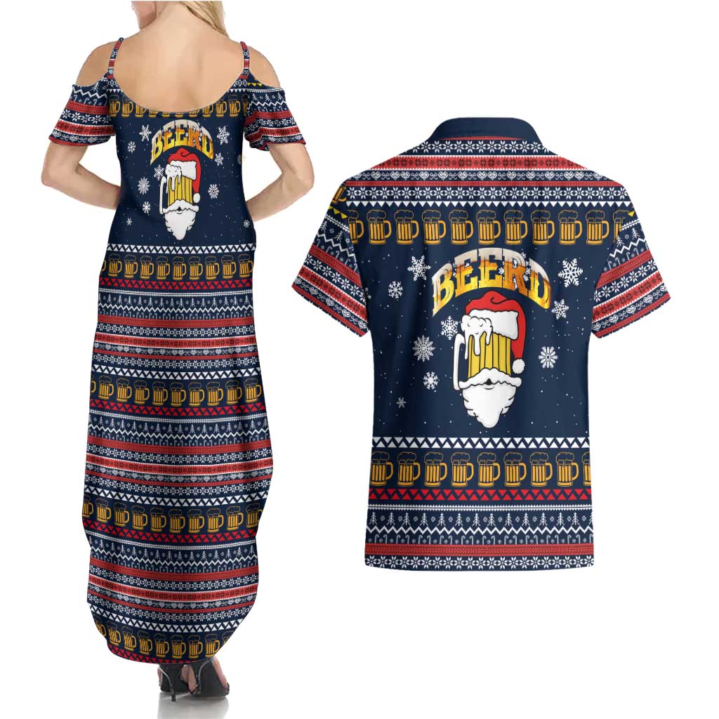 Santa Beerd Christmas Couples Matching Summer Maxi Dress and Hawaiian Shirt Xmas Holiday Patterns - Wonder Print Shop