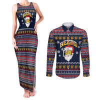 Santa Beerd Christmas Couples Matching Tank Maxi Dress and Long Sleeve Button Shirt Xmas Holiday Patterns - Wonder Print Shop
