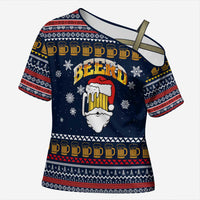 Santa Beerd Christmas Cross Shoulder Shirt Xmas Holiday Patterns - Wonder Print Shop