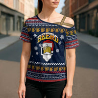 Santa Beerd Christmas Cross Shoulder Shirt Xmas Holiday Patterns - Wonder Print Shop