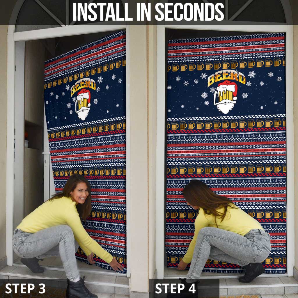 Santa Beerd Christmas Door Cover Xmas Holiday Patterns - Wonder Print Shop