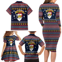 Santa Beerd Christmas Family Matching Long Sleeve Bodycon Dress and Hawaiian Shirt Xmas Holiday Patterns - Wonder Print Shop