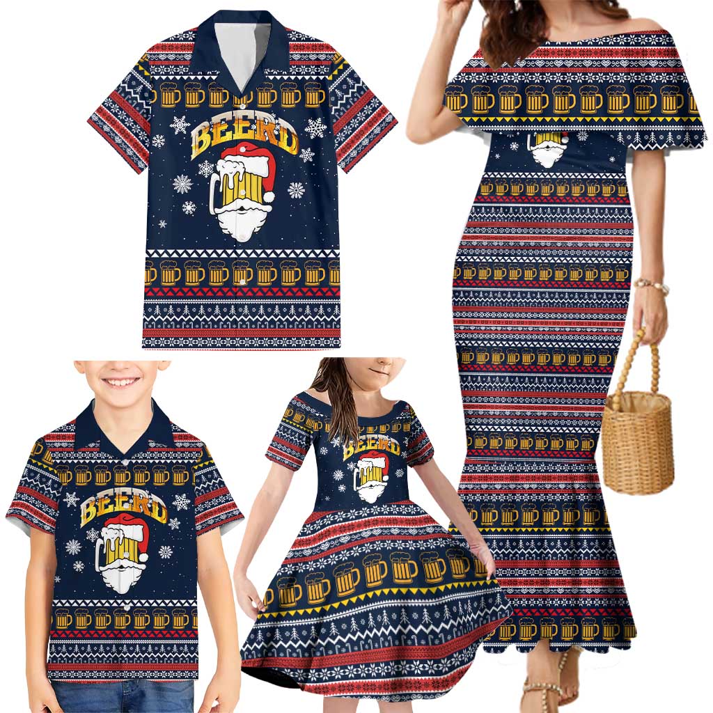 Santa Beerd Christmas Family Matching Mermaid Dress and Hawaiian Shirt Xmas Holiday Patterns - Wonder Print Shop