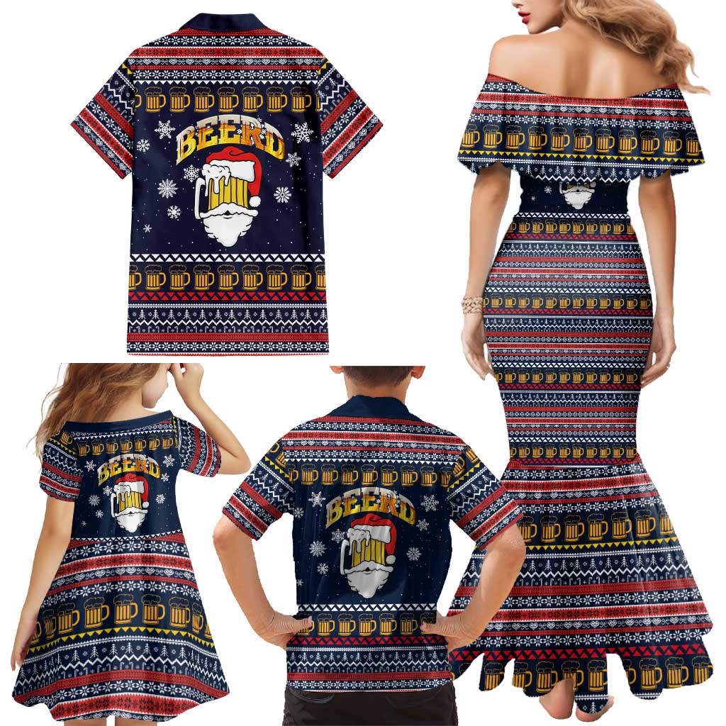 Santa Beerd Christmas Family Matching Mermaid Dress and Hawaiian Shirt Xmas Holiday Patterns - Wonder Print Shop