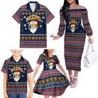 Santa Beerd Christmas Family Matching Off The Shoulder Long Sleeve Dress and Hawaiian Shirt Xmas Holiday Patterns - undefined