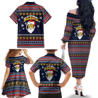 Santa Beerd Christmas Family Matching Off The Shoulder Long Sleeve Dress and Hawaiian Shirt Xmas Holiday Patterns - undefined