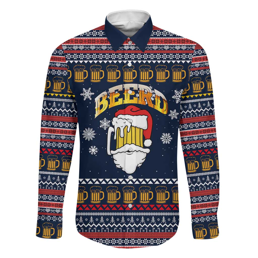 Santa Beerd Christmas Family Matching Off The Shoulder Long Sleeve Dress and Hawaiian Shirt Xmas Holiday Patterns - undefined