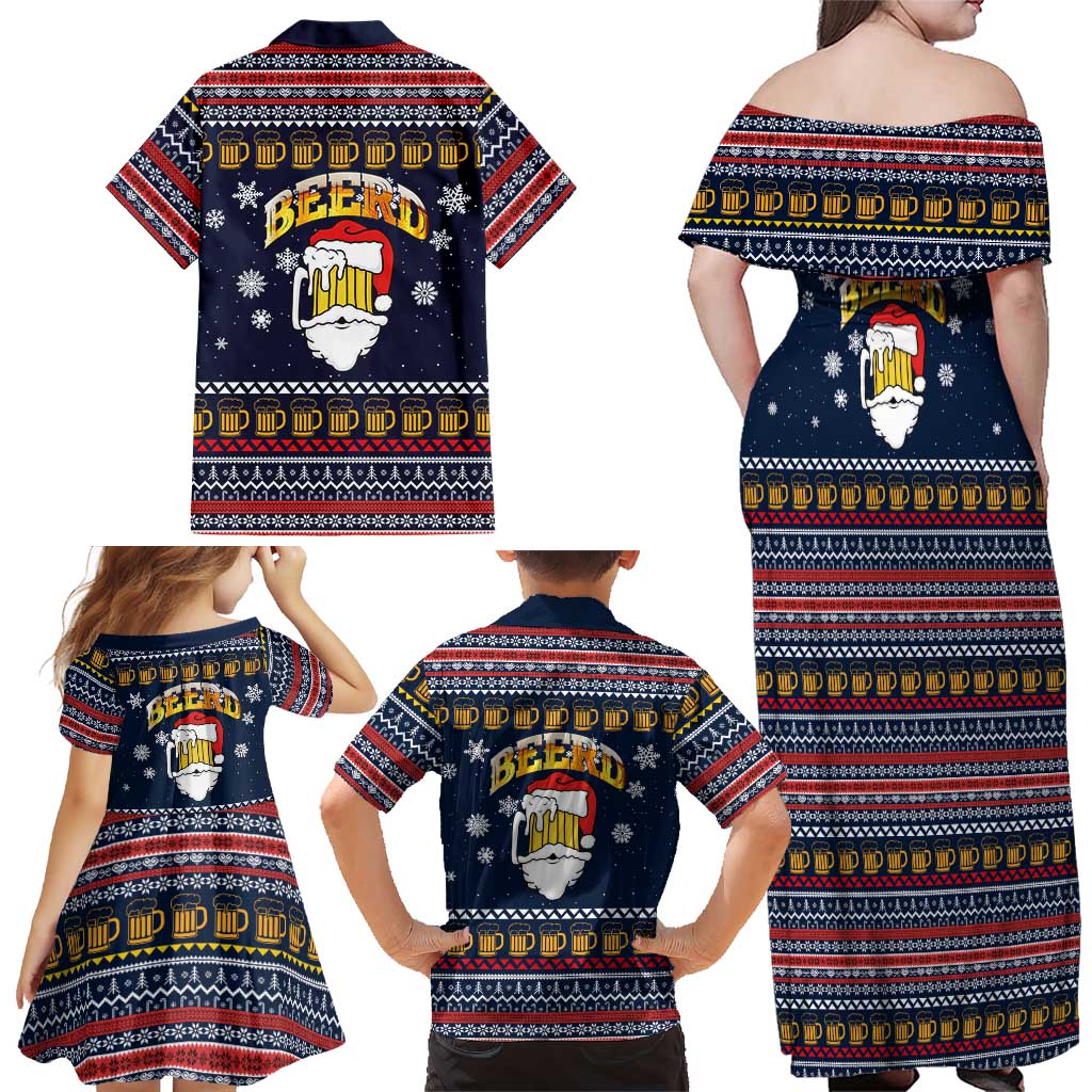 Santa Beerd Christmas Family Matching Off Shoulder Maxi Dress and Hawaiian Shirt Xmas Holiday Patterns - Wonder Print Shop