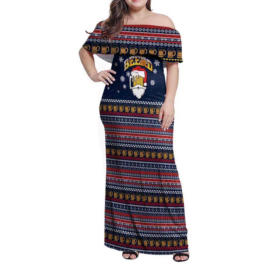 Santa Beerd Christmas Family Matching Off Shoulder Maxi Dress and Hawaiian Shirt Xmas Holiday Patterns - Wonder Print Shop