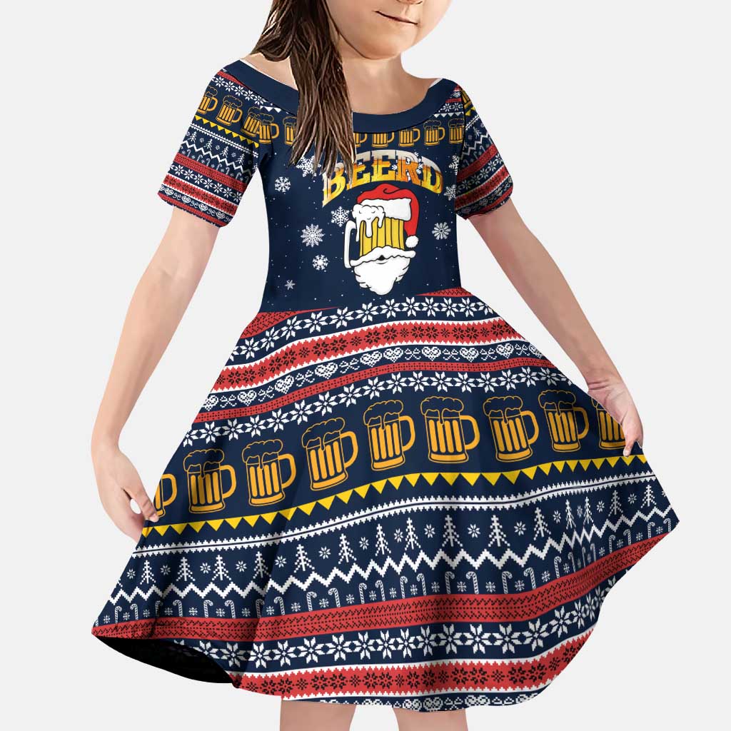Santa Beerd Christmas Family Matching Off Shoulder Short Dress and Hawaiian Shirt Xmas Holiday Patterns - Wonder Print Shop