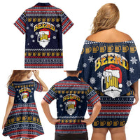 Santa Beerd Christmas Family Matching Off Shoulder Short Dress and Hawaiian Shirt Xmas Holiday Patterns - Wonder Print Shop