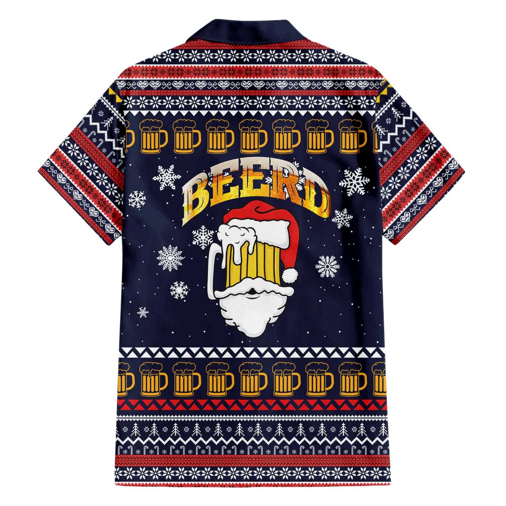 Santa Beerd Christmas Family Matching Off Shoulder Short Dress and Hawaiian Shirt Xmas Holiday Patterns - Wonder Print Shop