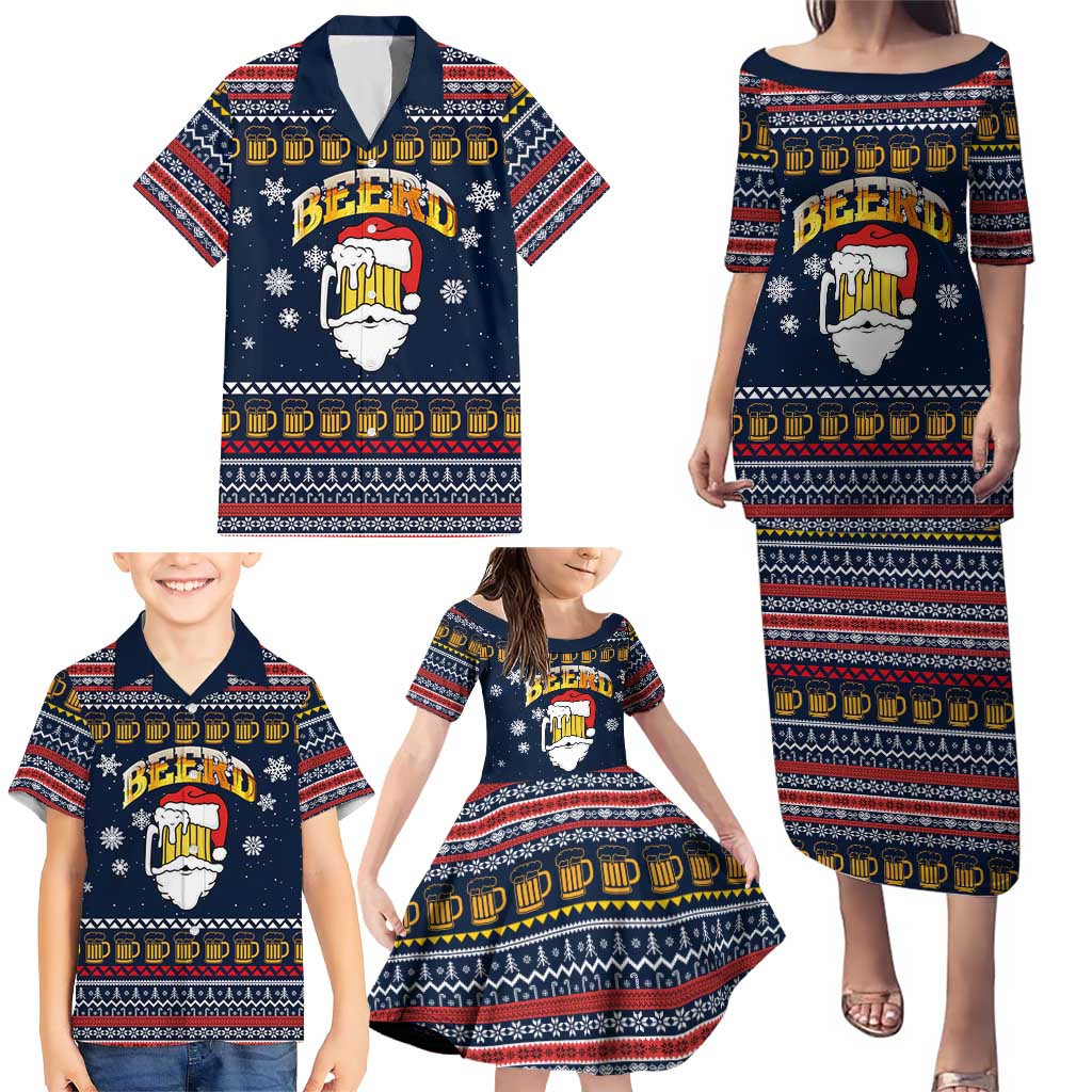 Santa Beerd Christmas Family Matching Puletasi and Hawaiian Shirt Xmas Holiday Patterns - Wonder Print Shop