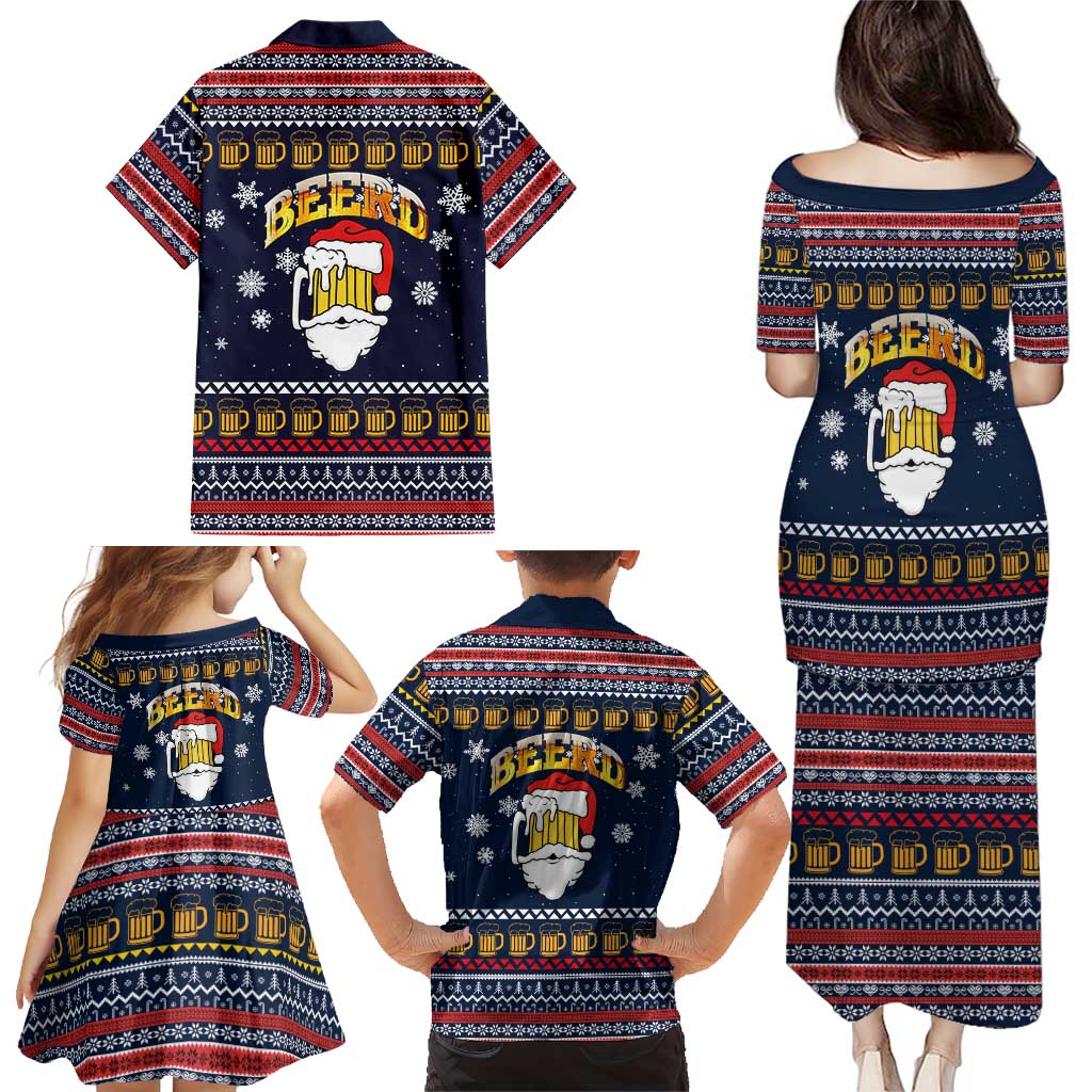 Santa Beerd Christmas Family Matching Puletasi and Hawaiian Shirt Xmas Holiday Patterns - Wonder Print Shop