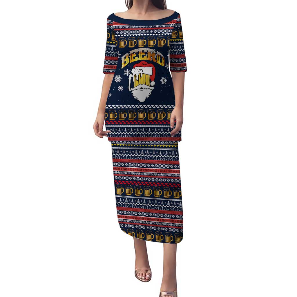 Santa Beerd Christmas Family Matching Puletasi and Hawaiian Shirt Xmas Holiday Patterns - Wonder Print Shop