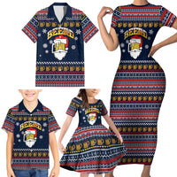Santa Beerd Christmas Family Matching Short Sleeve Bodycon Dress and Hawaiian Shirt Xmas Holiday Patterns - Wonder Print Shop